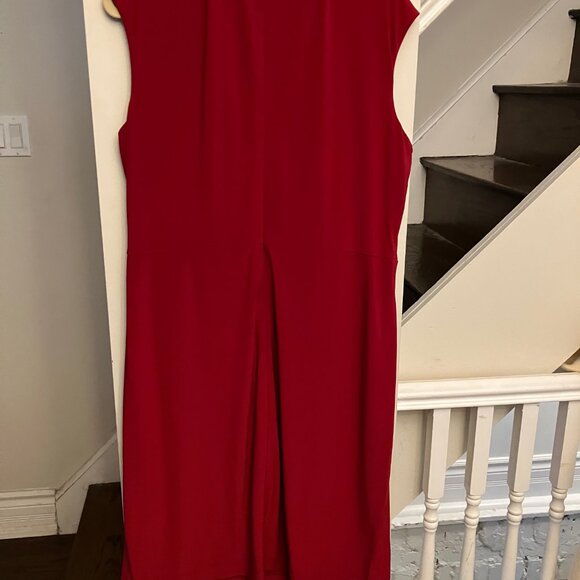 Kasper Women's Red and White Colorblocked Faux-Wrap Cap-Sleeve Dress NWT - Picture 5 of 10